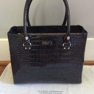 Kate Spade Quinn Tote Gray Croc Patent Leather